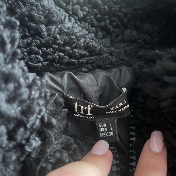 Zara Black Teddy Jacket - Picture 2 of 2